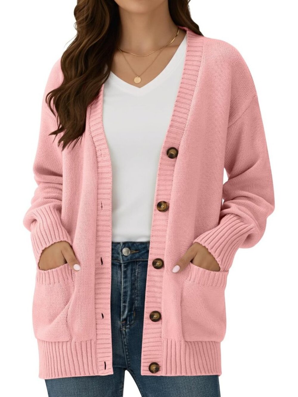 Cozy Women's Cotton Blend Cardigan Sweater - Button Front Knit for Fall Fashion